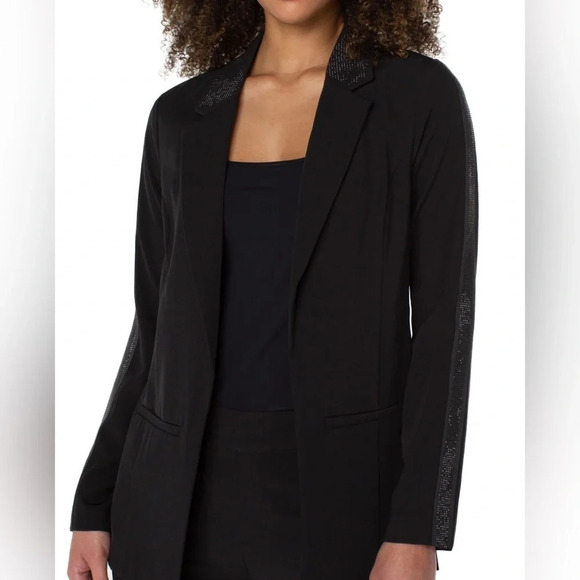 Liverpool Pantsuit Womens XS Black Blazer Set Rhinestone Office Career Sleek - Picture 2 of 14